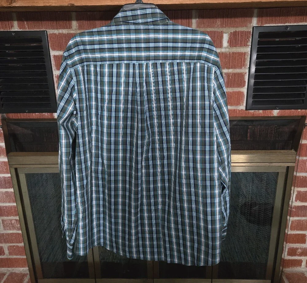 Chaps Men’s Teal and Black Plaid Button-Down Shirt